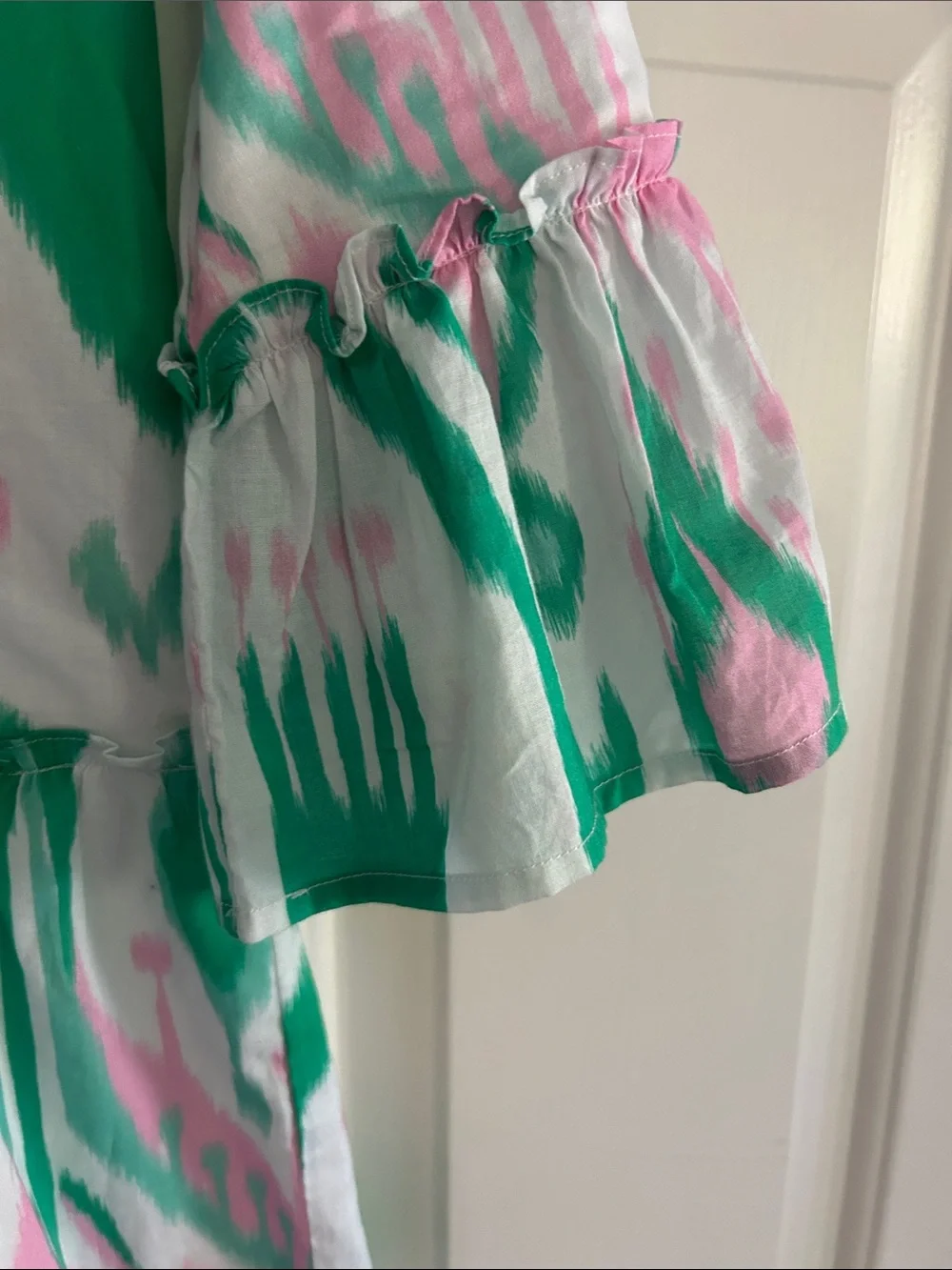 Green & Pink Ikat Tiered Dress - Picture 3 of 6